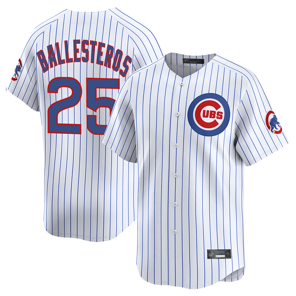 tocy C.Cubs #25 Mois¡§|s Ballesteros Player White Limited Home Game Stitched Jerseys