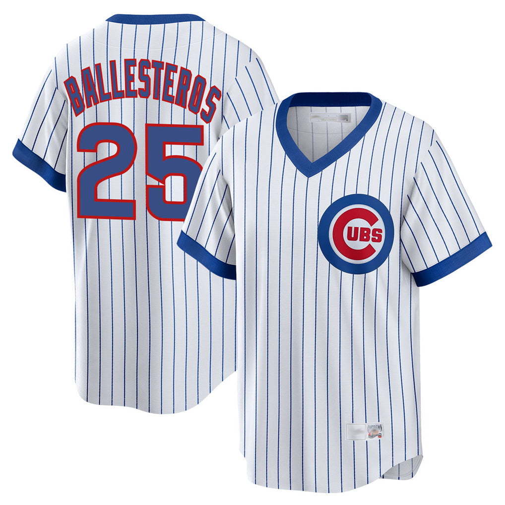 tocy C.Cubs #25 Mois¡§|s Ballesteros Player White T-shirt Cooperstown Collection Limited Stitched Jerseys