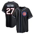 tocy C.Cubs #27 Seiya Suzuki Player Black Fashion Out Game Stitched Jerseys
