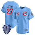 tocy C.Cubs #27 Seiya Suzuki Player Blue Vapor Premier Limited Home Stitched Jerseys