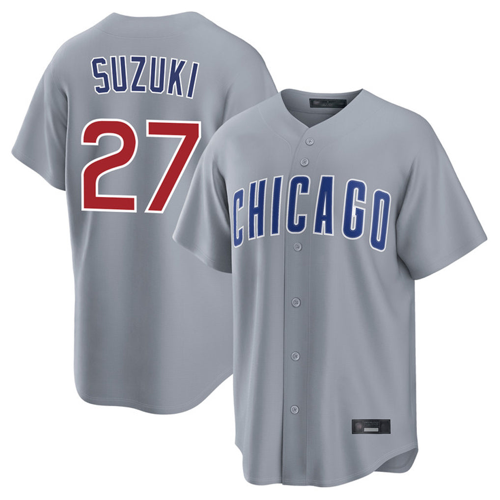 tocy C.Cubs #27 Seiya Suzuki Player Gray Home Game Stitched Jerseys