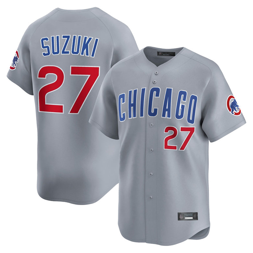 tocy C.Cubs #27 Seiya Suzuki Player Gray Road Limited Home Stitched Jerseys