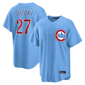tocy C.Cubs #27 Seiya Suzuki Player Light Blue Home Game Stitched Jerseys