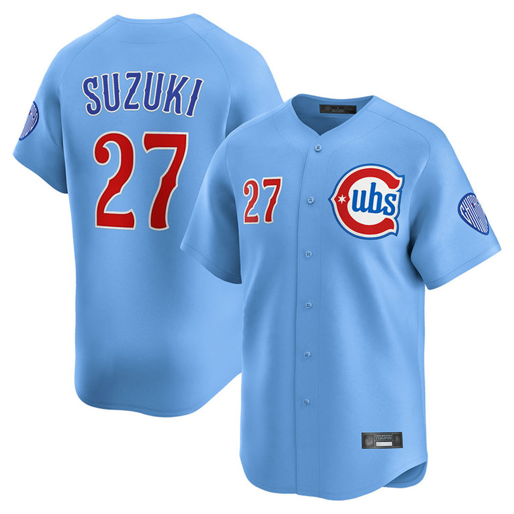tocy C.Cubs #27 Seiya Suzuki Player Light Blue Limited Home Stitched Jerseys