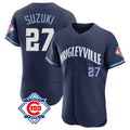 tocy C.Cubs #27 Seiya Suzuki Player Navy City Connect 150th Anniversary Limited Elite Home Stitched Jerseys