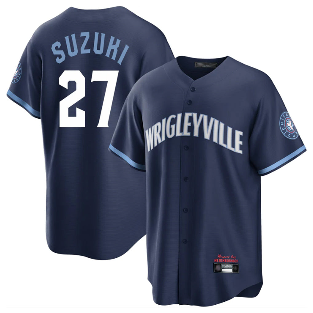 tocy C.Cubs #27 Seiya Suzuki Player Navy City Connect Home Game Stitched Jerseys