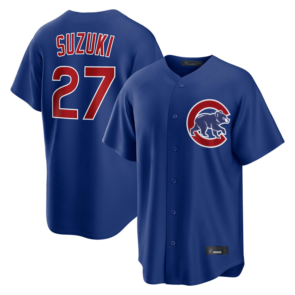 tocy C.Cubs #27 Seiya Suzuki Player Royal Home Game Stitched Jerseys