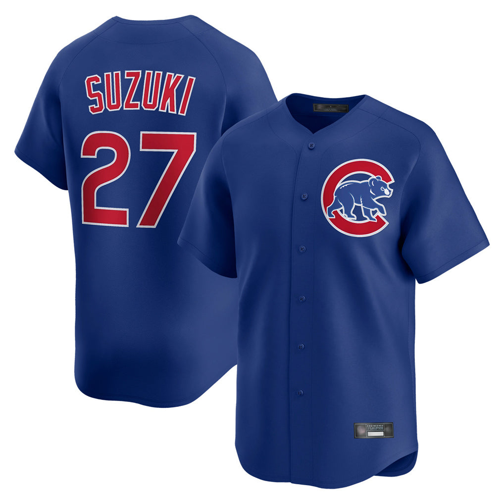 tocy C.Cubs #27 Seiya Suzuki Player Royal Limited Home Stitched Jerseys