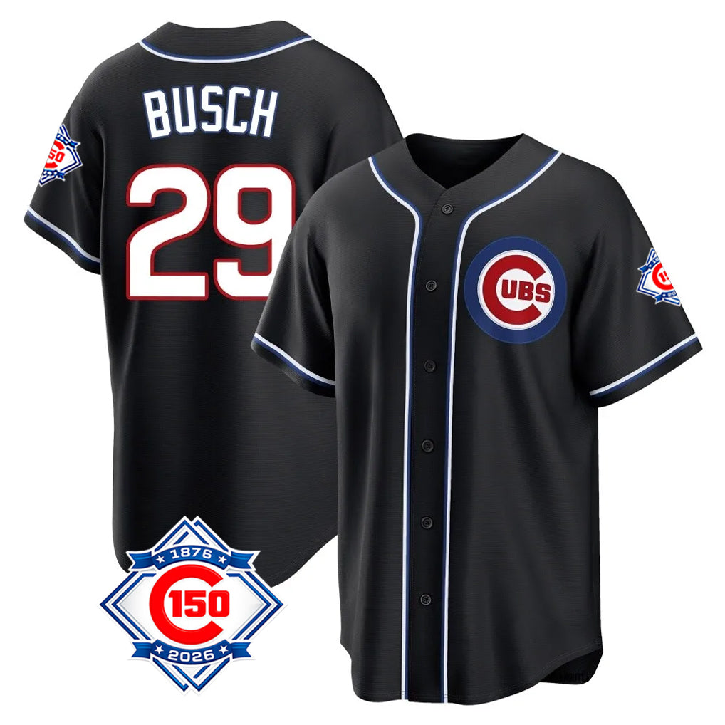 tocy C.Cubs #29 Michael Busch Player Black Fashion Out Game Stitched Jerseys