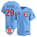 tocy C.Cubs #29 Michael Busch Player Light Blue 150th Anniversary Limited Home Stitched Jerseys