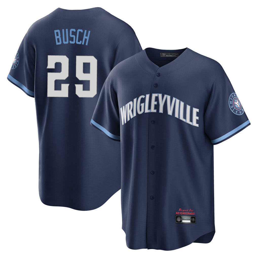 tocy C.Cubs #29 Michael Busch Player Navy City Connect Home Game Stitched Jerseys