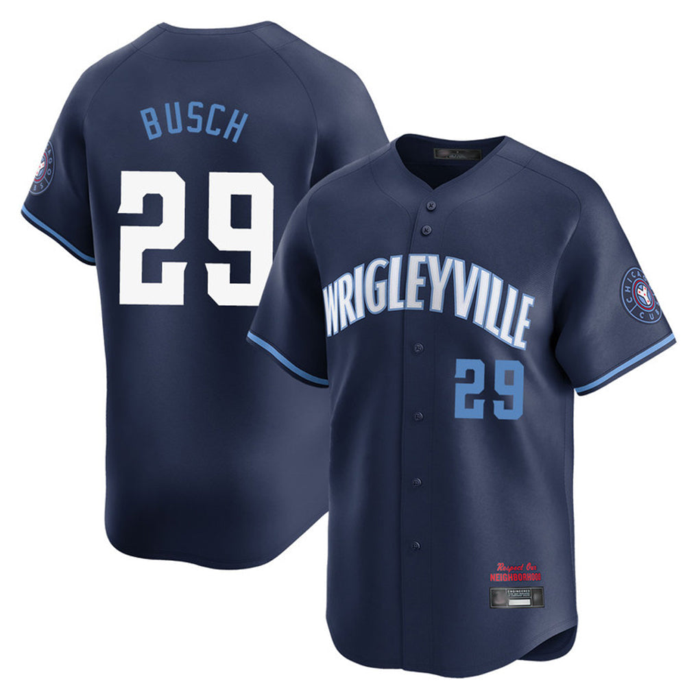 tocy C.Cubs #29 Michael Busch Player Navy City Connect Limited Home Stitched Jerseys