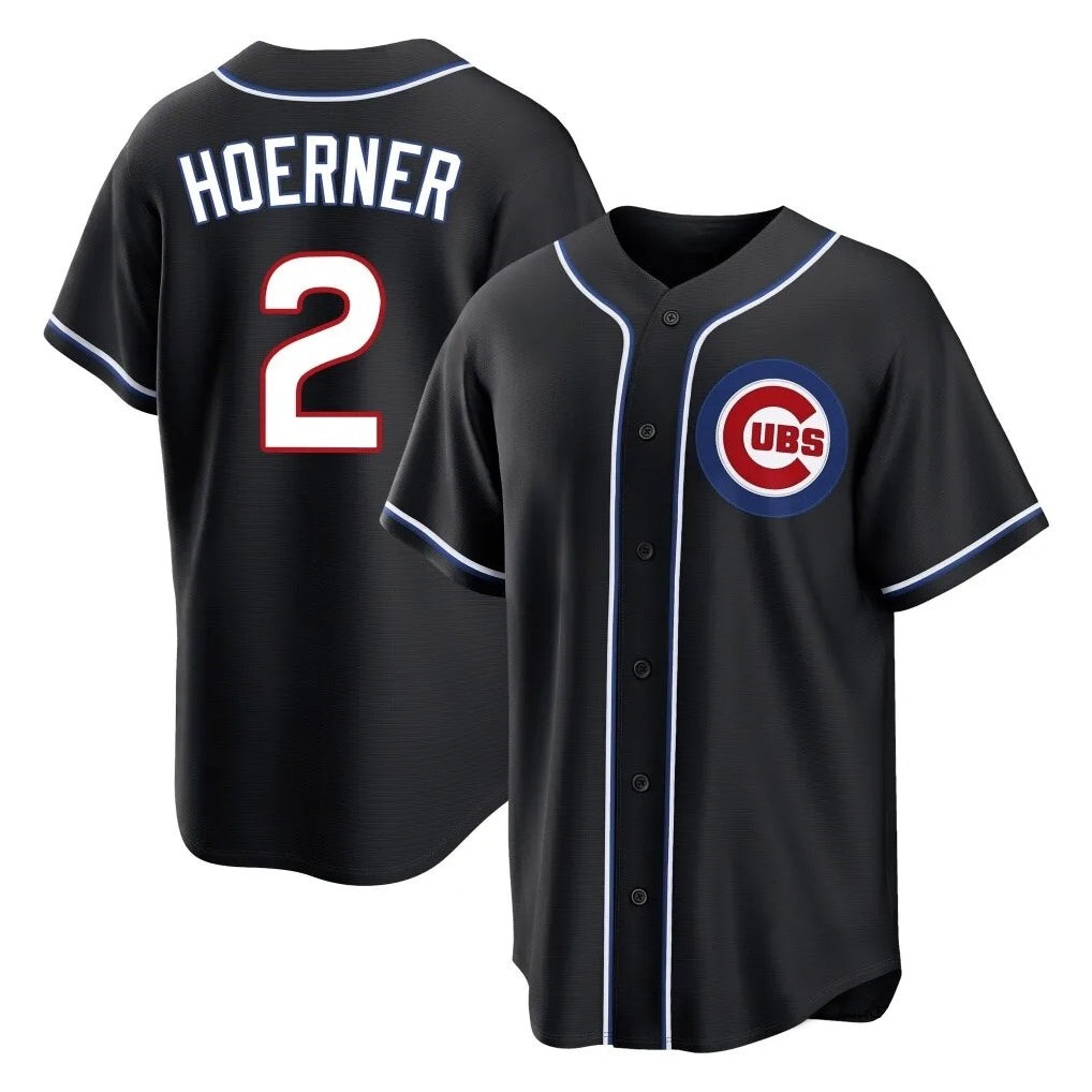 tocy C.Cubs #2 Nico Hoerner Player Black Fashion Out Game Stitched Jerseys