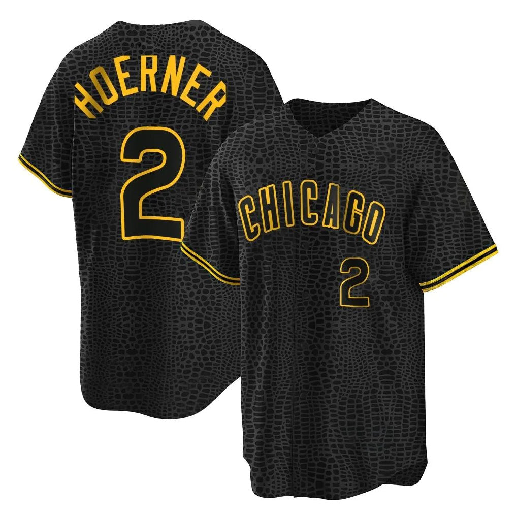 tocy C.Cubs #2 Nico Hoerner Player Black Snake Skin City Game Stitched Jerseys