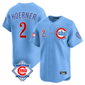 tocy C.Cubs #2 Nico Hoerner Player Light Blue 150th Anniversary Limited Home Stitched Jerseys