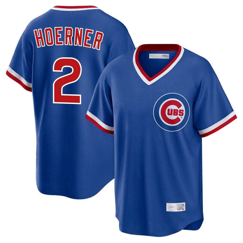 tocy C.Cubs #2 Nico Hoerner Player Royal T-shirt Cooperstown Collection Limited Stitched Jerseys