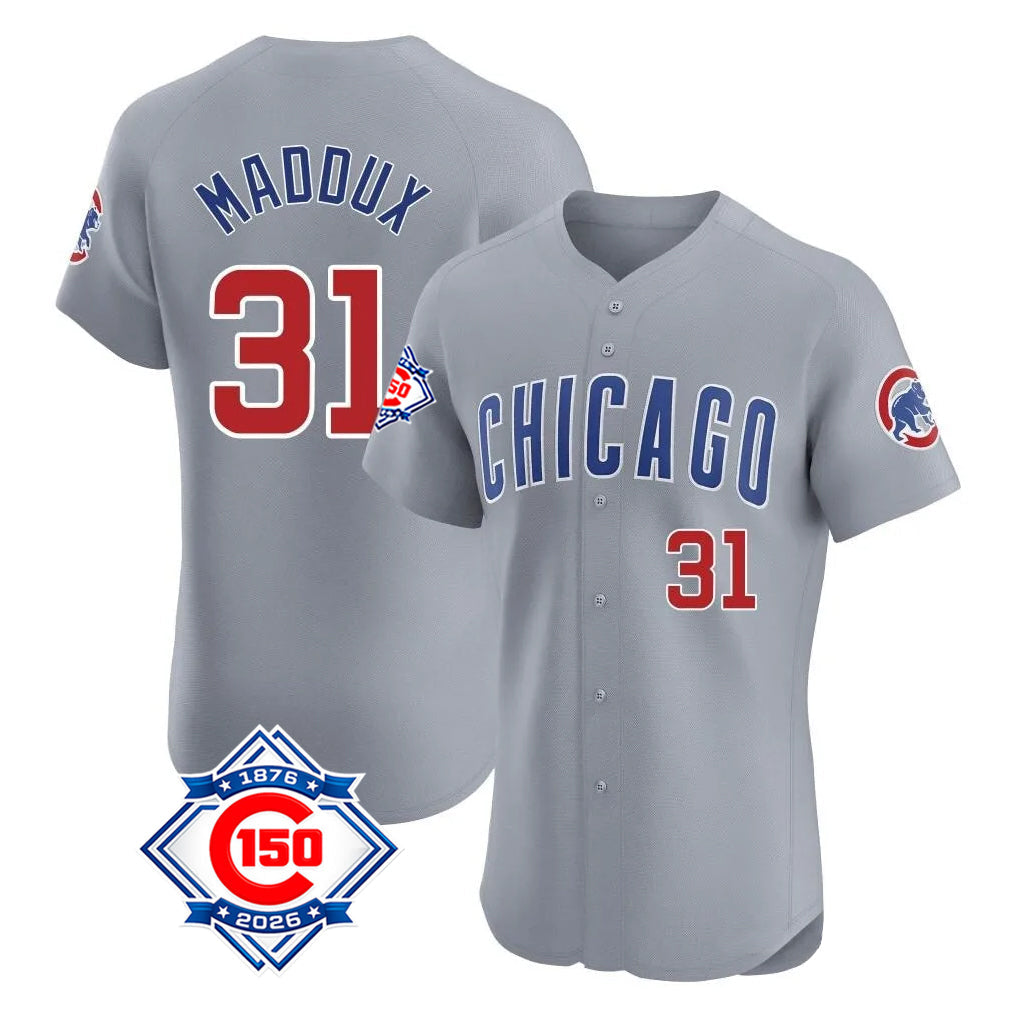 tocy C.Cubs #31 Greg Maddux Player Gray Road 150th Anniversary Limited Elite Home Stitched Jerseys