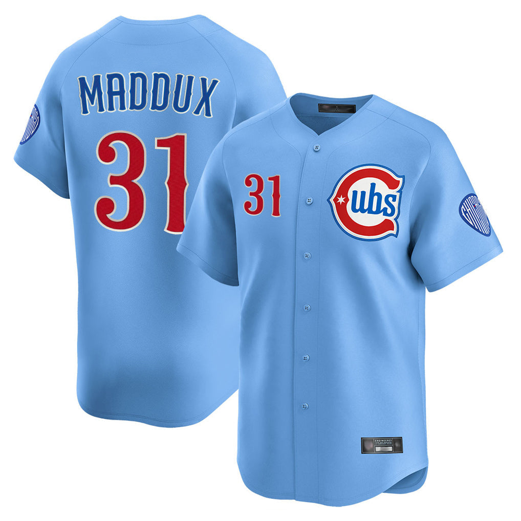 tocy C.Cubs #31 Greg Maddux Player Light Blue Limited Home Stitched Jerseys