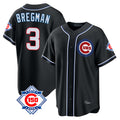 tocy C.Cubs #3 Alex Bregman Black Fashion Out 150th Anniversary Game Stitched Jerseys