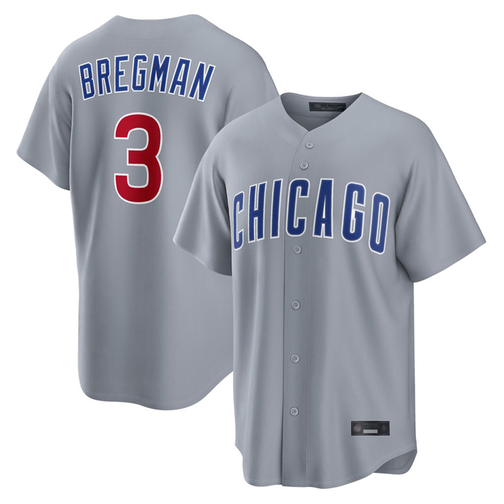 tocy C.Cubs #3 Alex Bregman Gray Home Game Stitched Jerseys