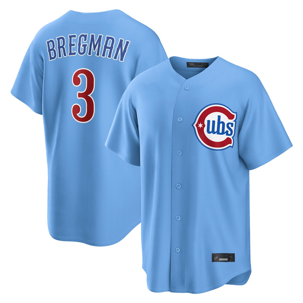tocy C.Cubs #3 Alex Bregman Light Blue Home Game Stitched Jerseys