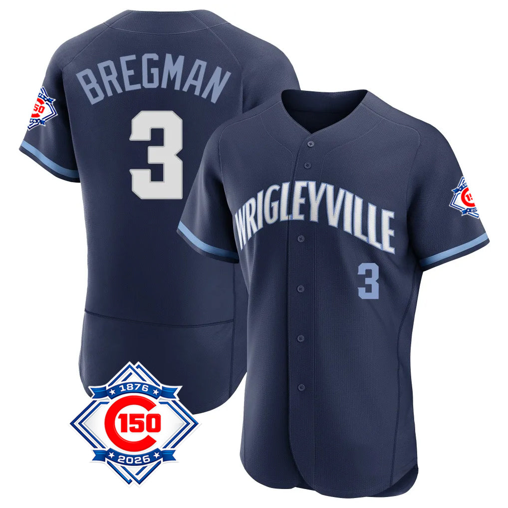 tocy C.Cubs #3 Alex Bregman Navy City Connect 150th Anniversary Limited Elite Home Stitched Jerseys