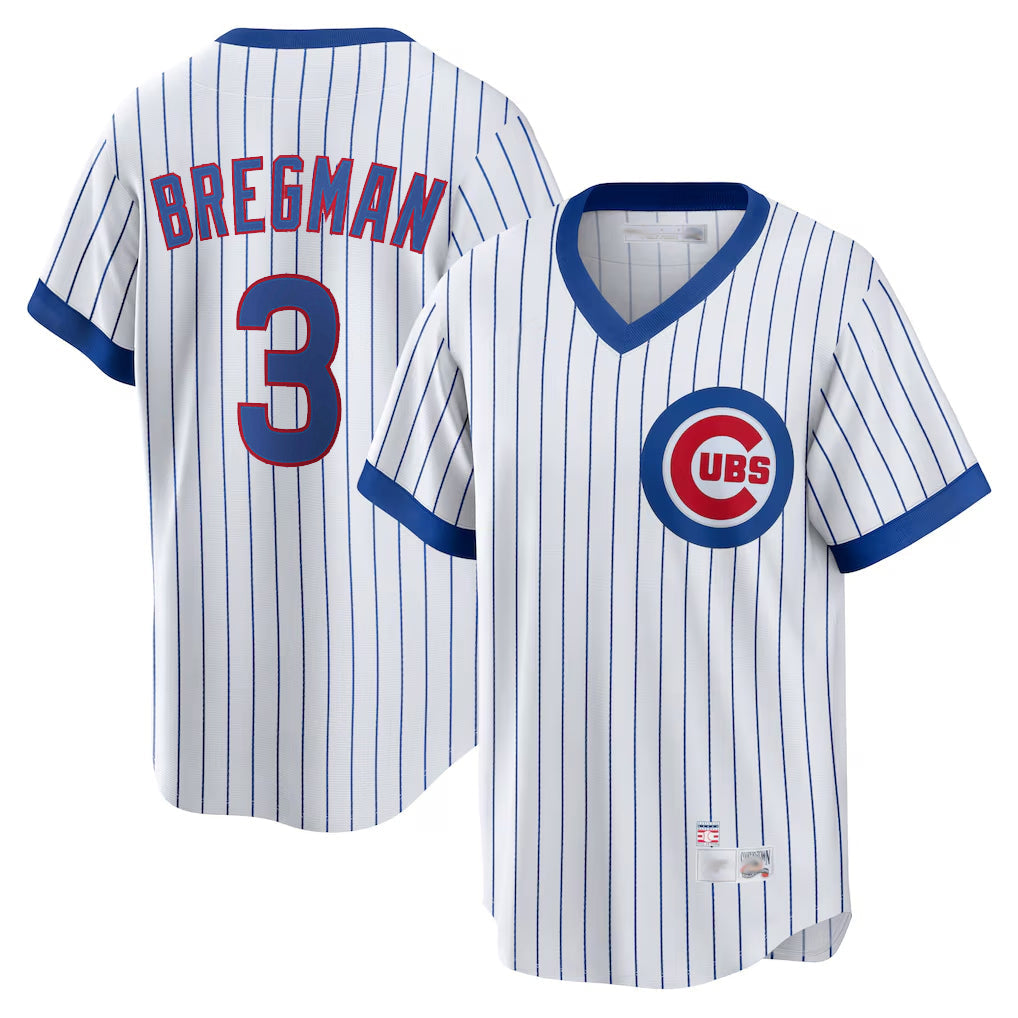 tocy C.Cubs #3 Alex Bregman White T-shirt Cooperstown Collection Limited Stitched Jerseys