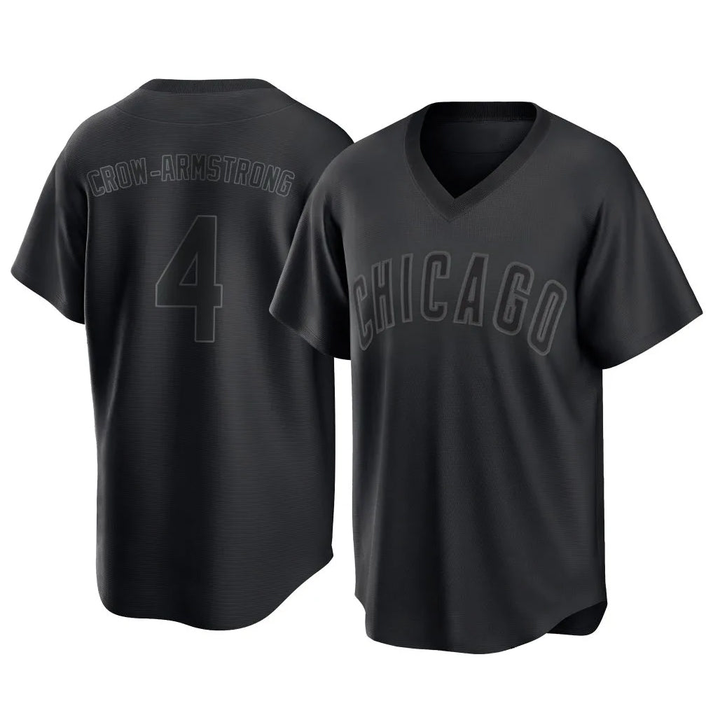 tocy C.Cubs #4 Pete Crow-Armstrong Player Black T-shirt Home Game Stitched Jerseys