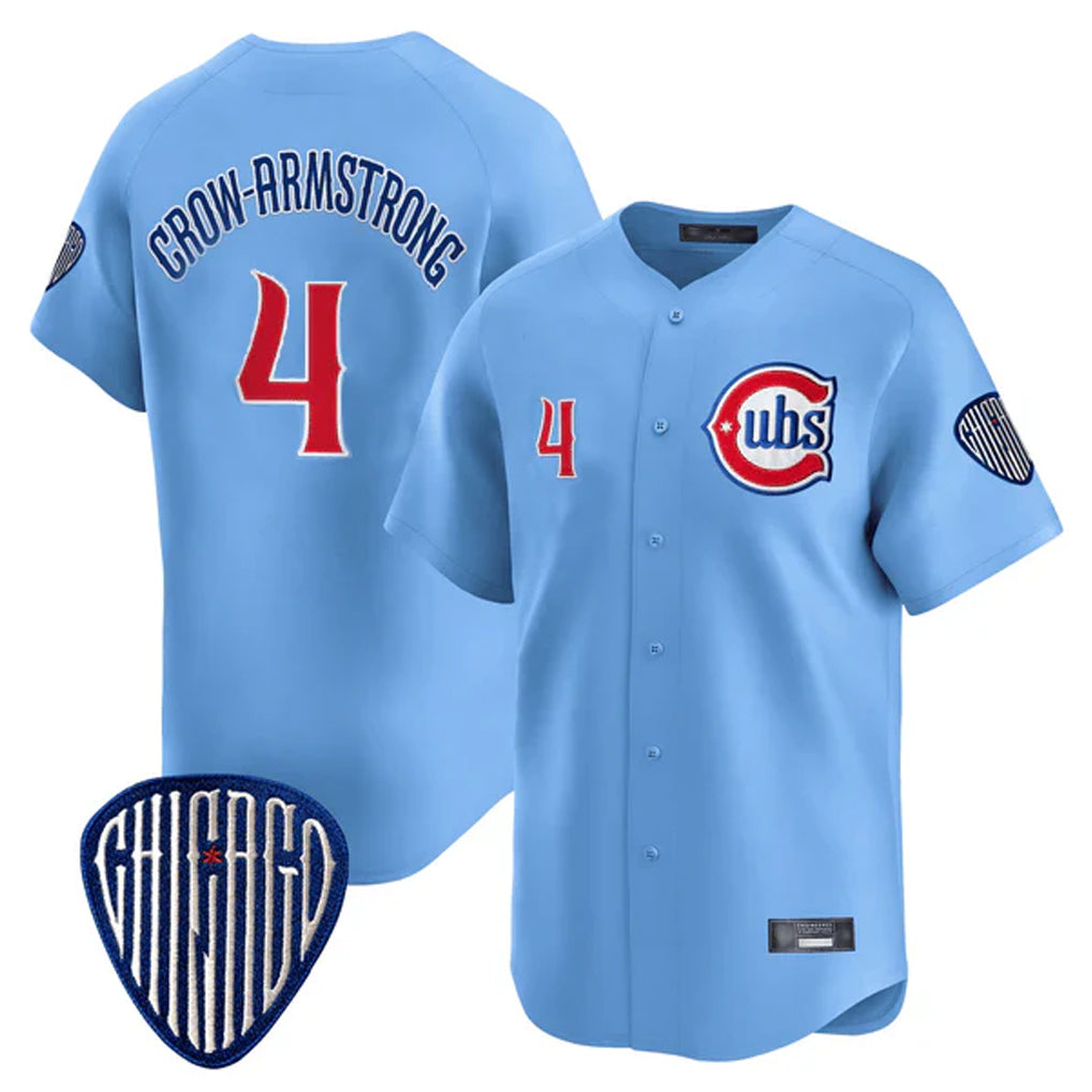 tocy C.Cubs #4 Pete Crow-Armstrong Player Blue Vapor Premier Limited Home Stitched Jerseys