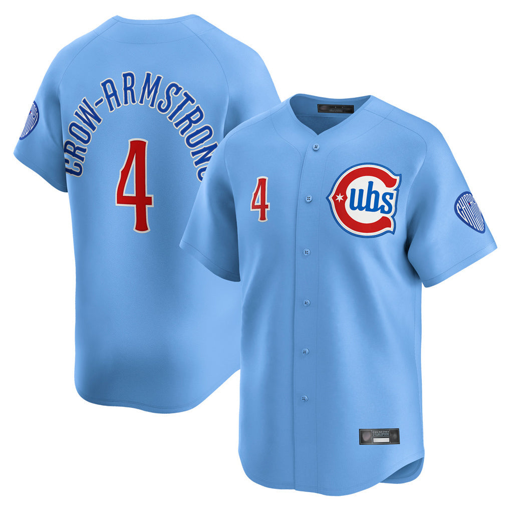 tocy C.Cubs #4 Pete Crow-Armstrong Player Light Blue Limited Home Stitched Jerseys