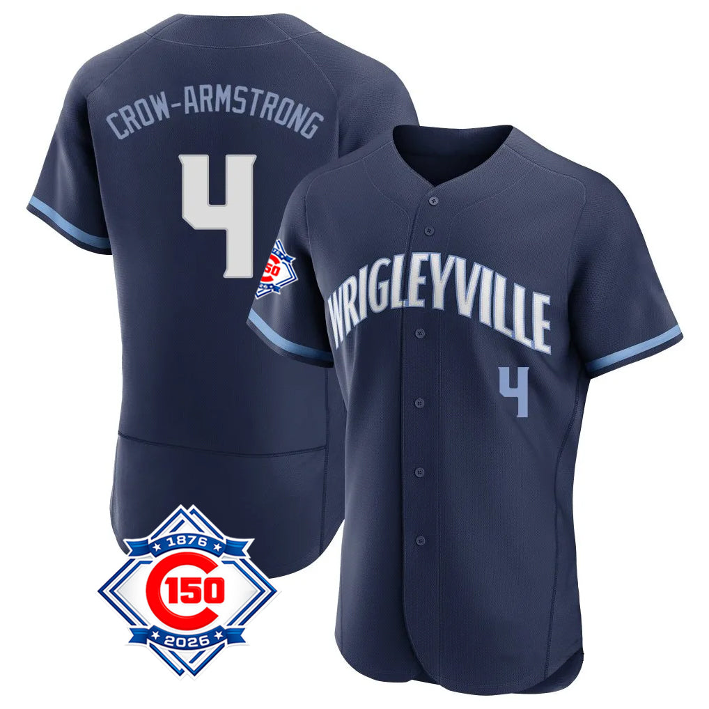 tocy C.Cubs #4 Pete Crow-Armstrong Player Navy City Connect 150th Anniversary Limited Elite Home Stitched Jerseys