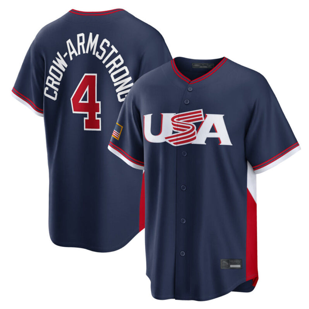 tocy C.Cubs #4 Pete Crow-Armstrong Player Navy USA 2026 World Classic Home Limited Stitched Jerseys