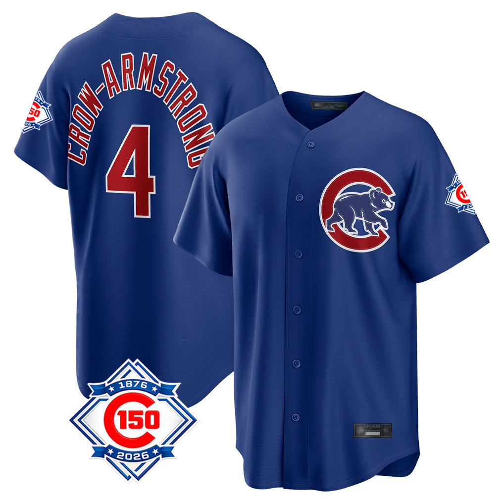 tocy C.Cubs #4 Pete Crow-Armstrong Player Royal 150th Anniversary Home Game Stitched Jerseys