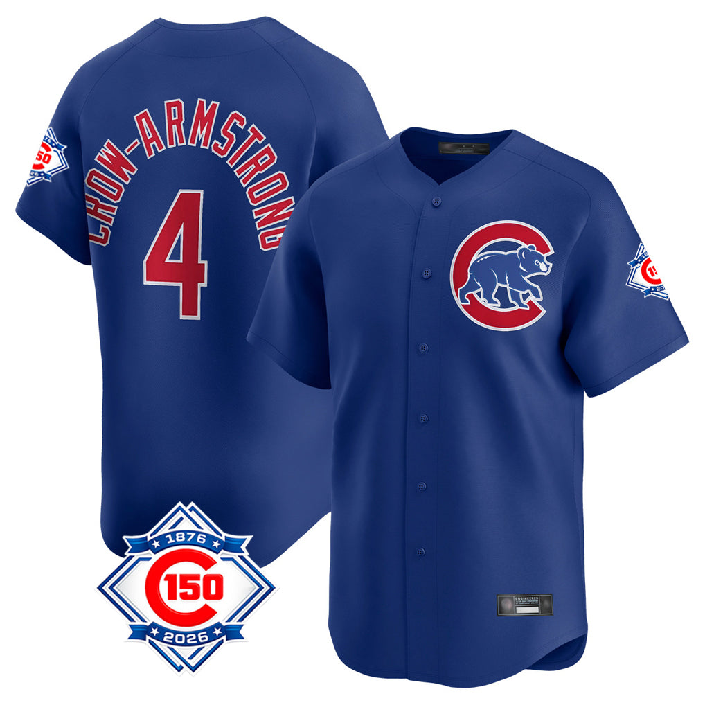 tocy C.Cubs #4 Pete Crow-Armstrong Player Royal 150th Anniversary Limited Home Stitched Jerseys