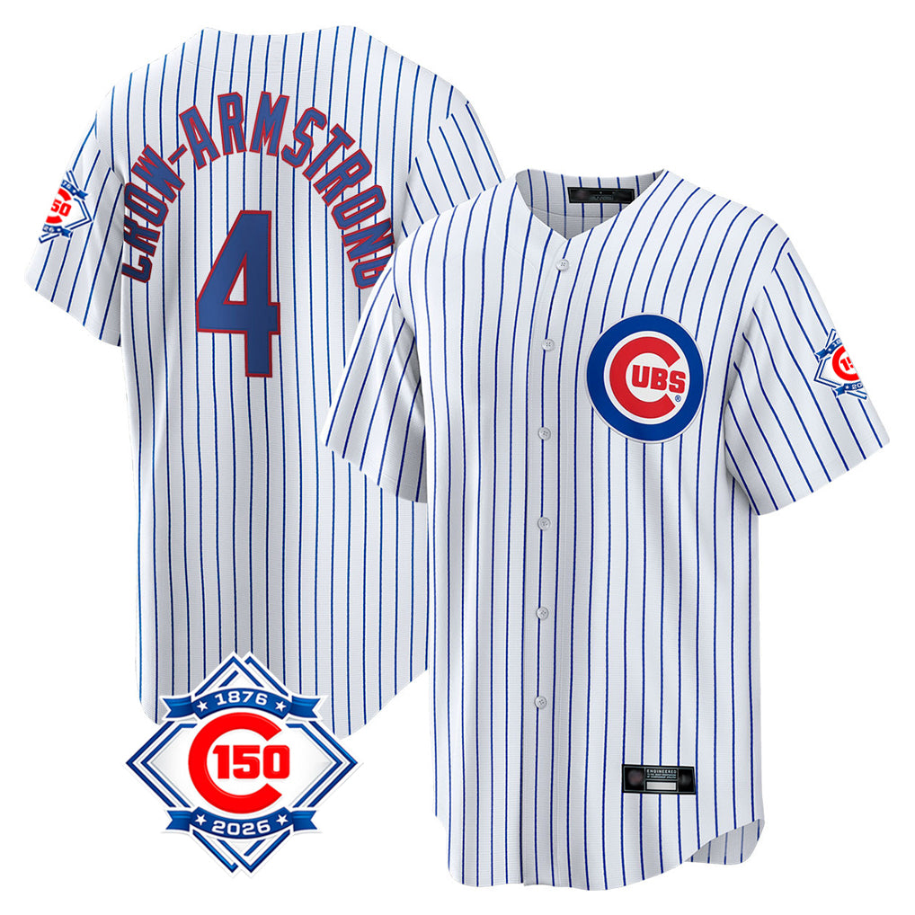 tocy C.Cubs #4 Pete Crow-Armstrong Player White 150th Anniversary Home Game Stitched Jerseys
