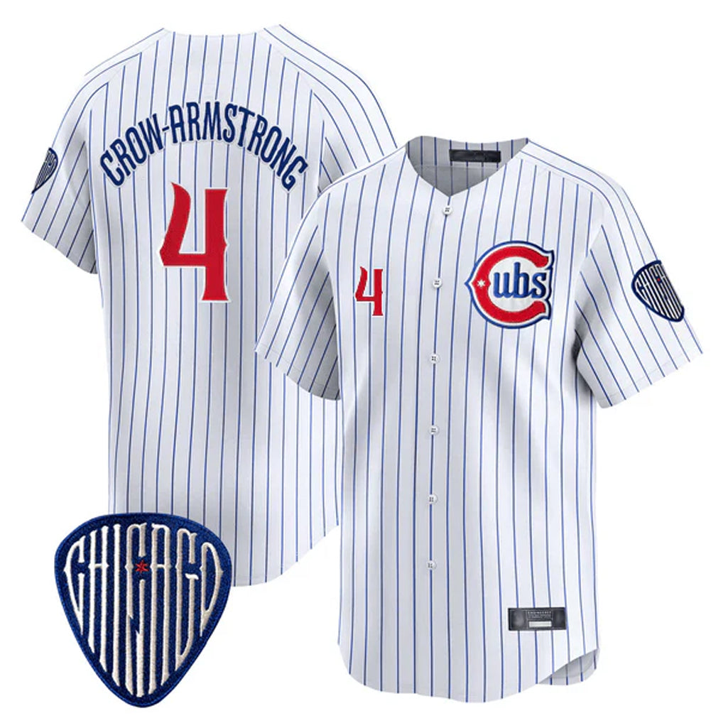 tocy C.Cubs #4 Pete Crow-Armstrong Player White Pinstripe Vapor Premier Limited Home Stitched Jerseys