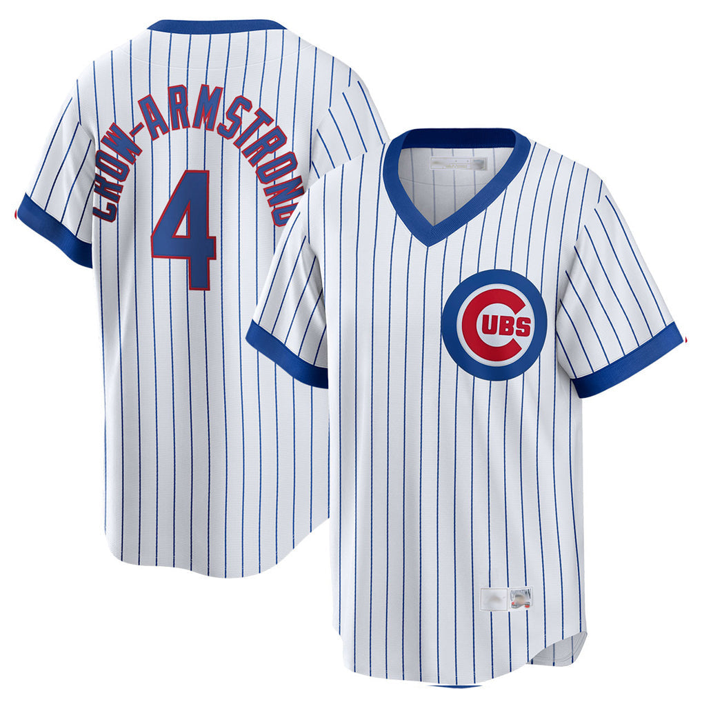tocy C.Cubs #4 Pete Crow-Armstrong Player White T-shirt Cooperstown Collection Limited Stitched Jerseys