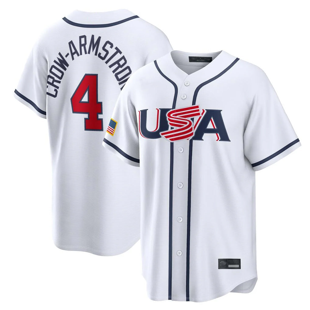 tocy C.Cubs #4 Pete Crow-Armstrong Player White USA 2026 World Classic Home Limited Stitched Jerseys