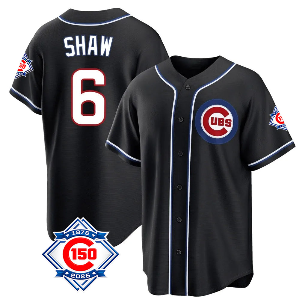 tocy C.Cubs #6 Matt Shaw Player Black Fashion Out 150th Anniversary Game Stitched Jerseys