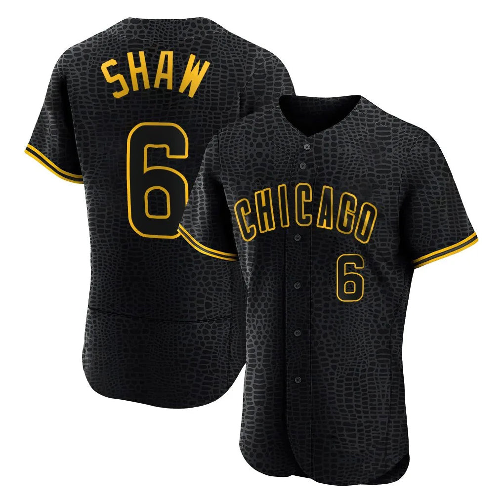 tocy C.Cubs #6 Matt Shaw Player Black Snake Skin City Limited Elite Home Game Stitched Jerseys