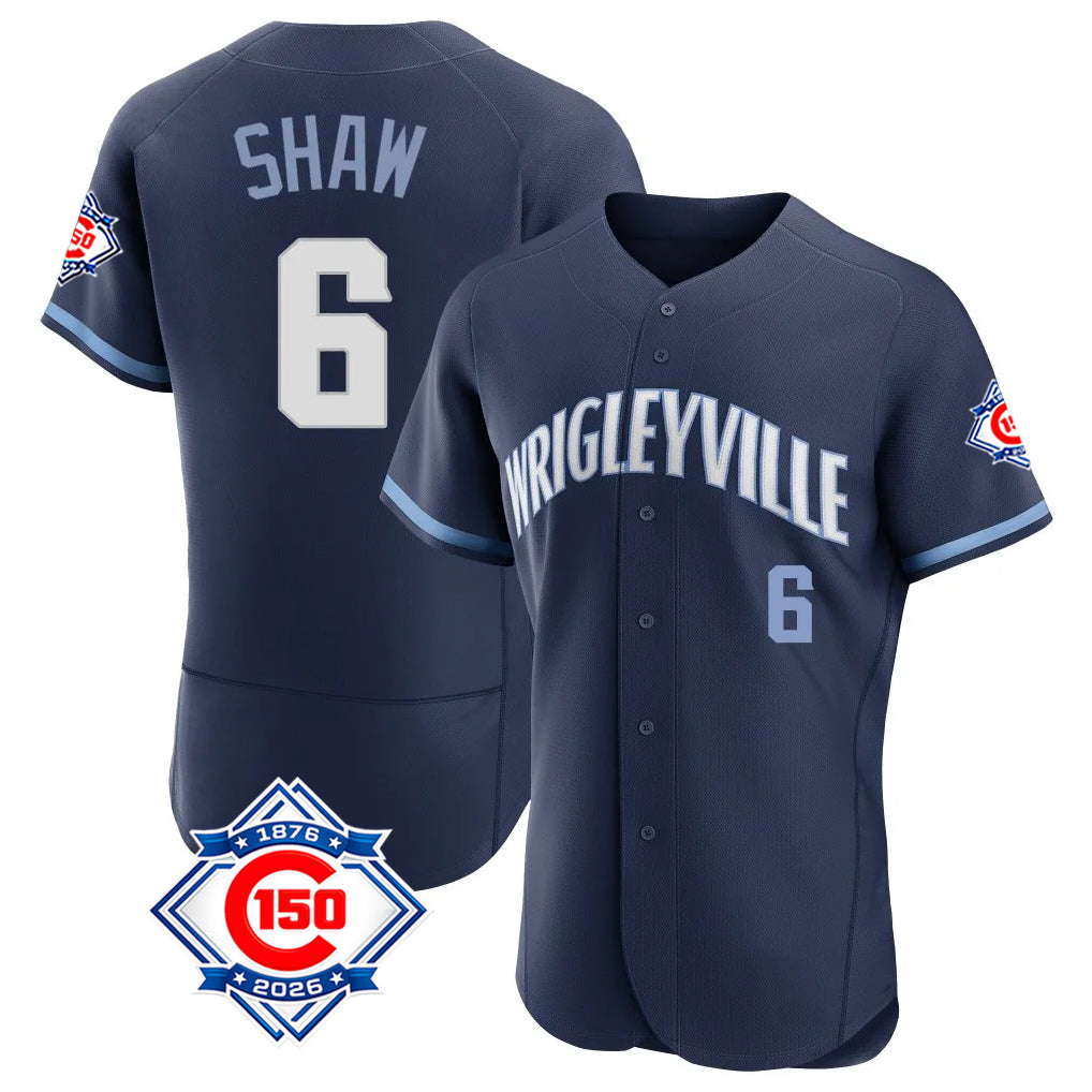 tocy C.Cubs #6 Matt Shaw Player Navy City Connect 150th Anniversary Limited Elite Home Stitched Jerseys