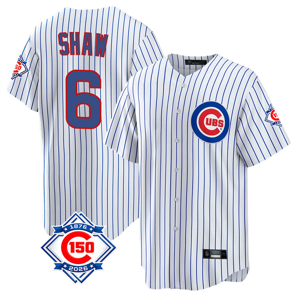 tocy C.Cubs #6 Matt Shaw Player White 150th Anniversary Home Game Stitched Jerseys
