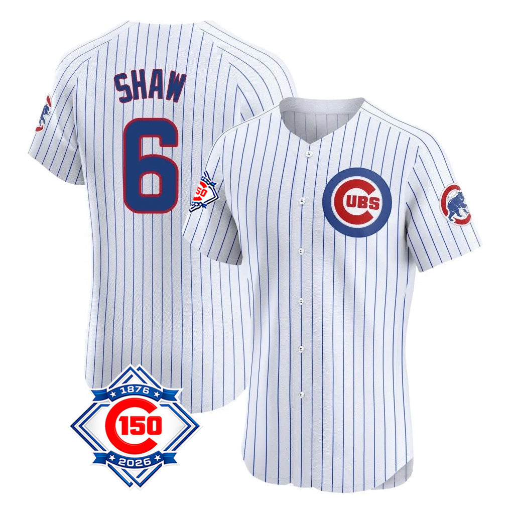 tocy C.Cubs #6 Matt Shaw Player White 150th Anniversary Limited Elite Home Game Stitched Jerseys