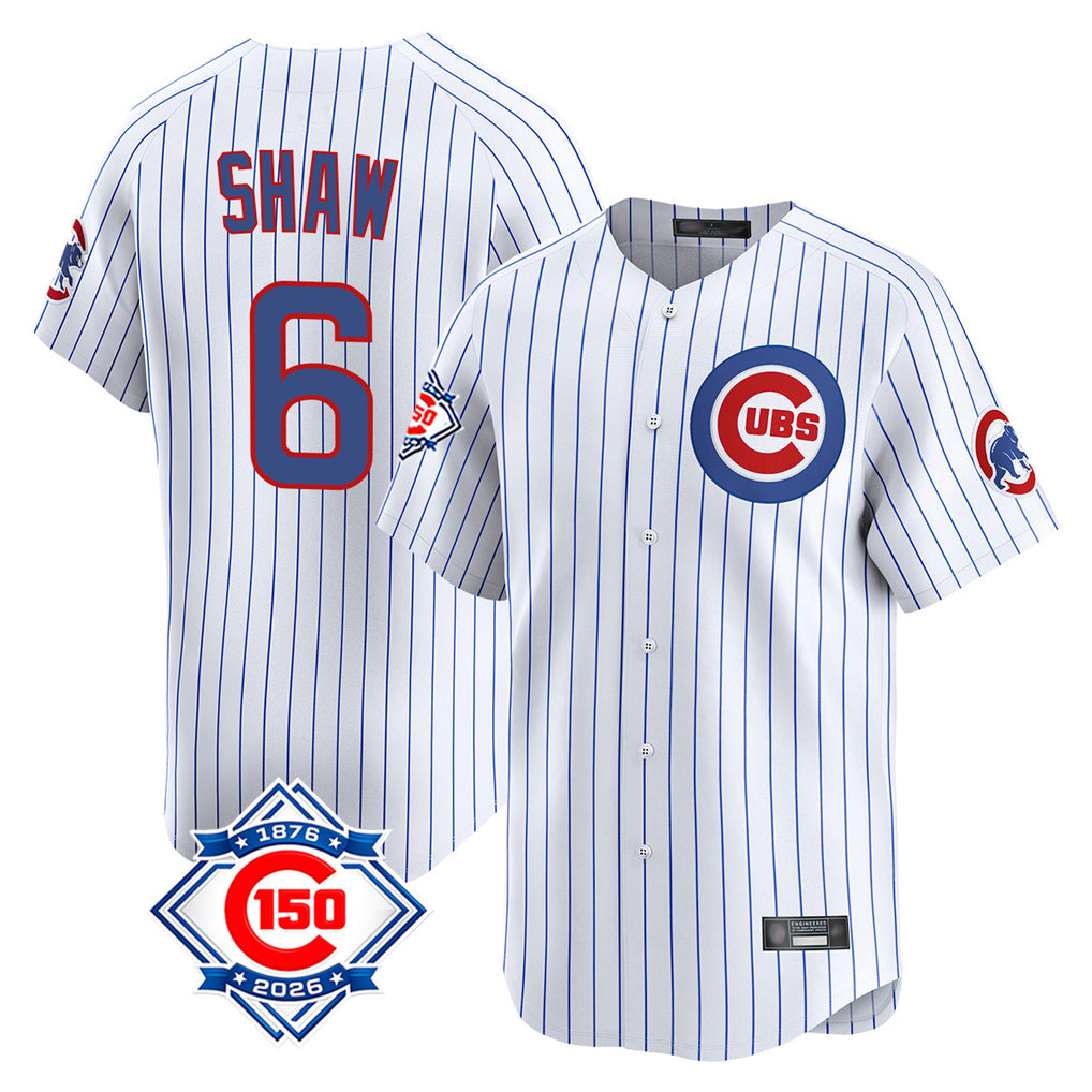 tocy C.Cubs #6 Matt Shaw Player White 150th Anniversary Limited Home Game Stitched Jerseys