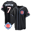 tocy C.Cubs #7 Dansby Swanson Player Black Fashion Out 150th Anniversary Game Stitched Jerseys