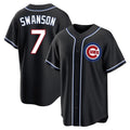 tocy C.Cubs #7 Dansby Swanson Player Black Fashion Out Game Stitched Jerseys