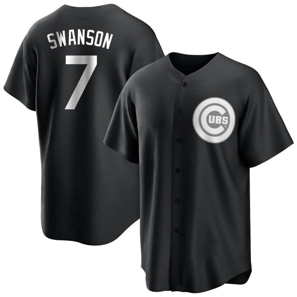 tocy C.Cubs #7 Dansby Swanson Player Black Game Stitched Jerseys
