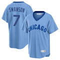 tocy C.Cubs #7 Dansby Swanson Player Blue T-shirt Cooperstown Collection Limited Stitched Jerseys