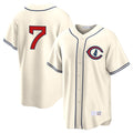 tocy C.Cubs #7 Dansby Swanson Player Cream Field of Dreams Home Game Stitched Jerseys