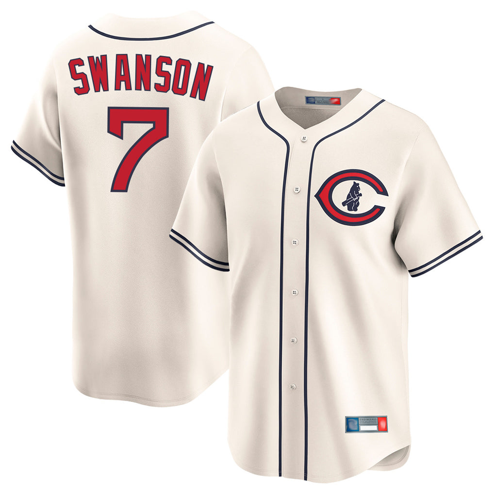 tocy C.Cubs #7 Dansby Swanson Player Cream Field of Dreams Limited Home Game Stitched Jerseys